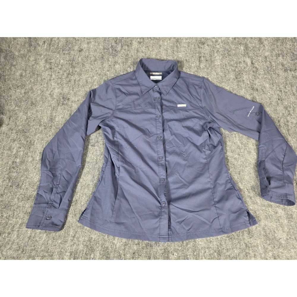 Womens Medium Shirt Hiking Omni Shade Sun Protection Purple Blue Columbia